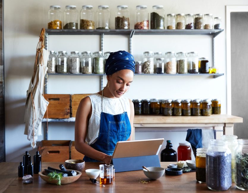 Millennial African American Woman Maker In Her Studio